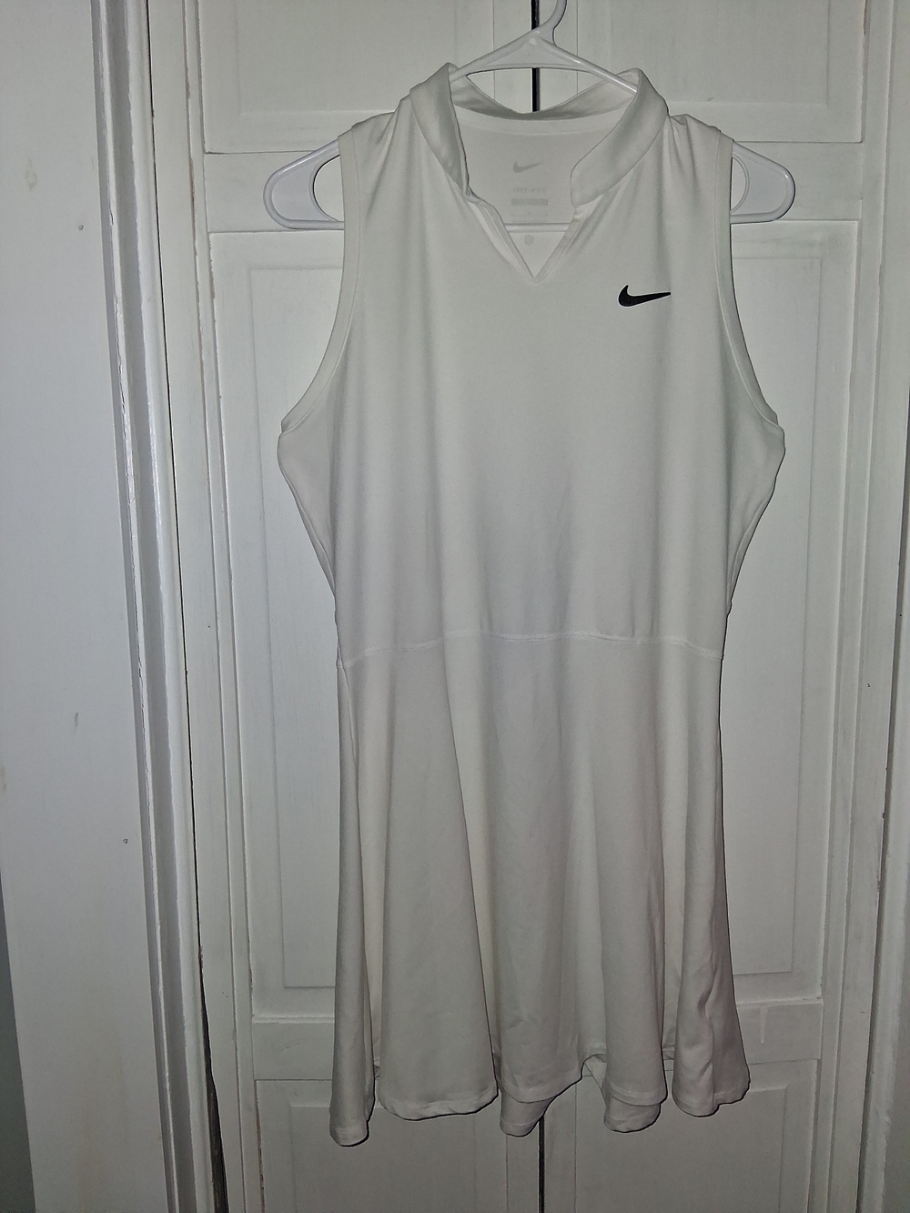 NikeCourt Dri-FIT Victor Off White Sleeveless Tennis Dress with Swoosh